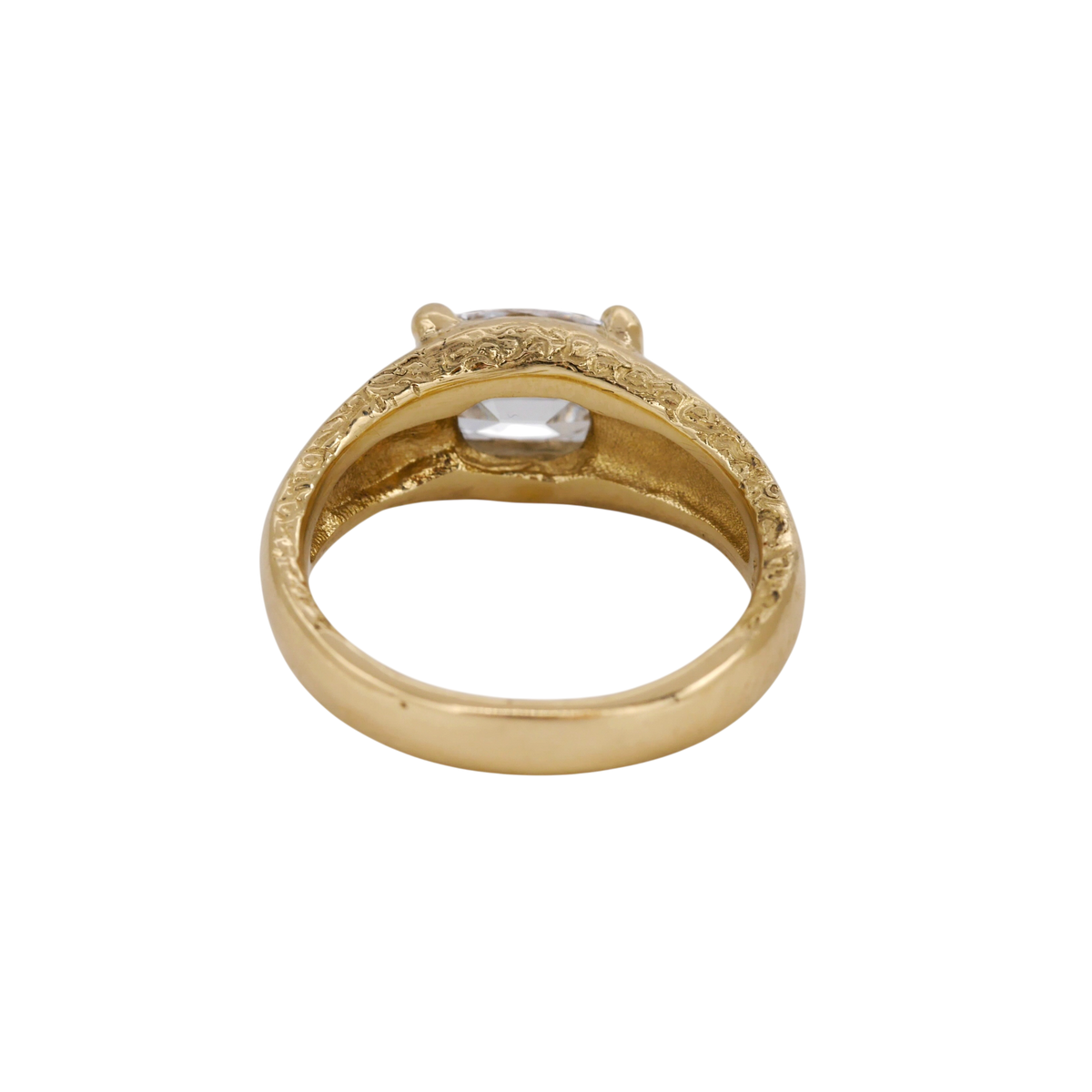 Heirloom Ring — rear view showing the open gallery beneath the diamond.
