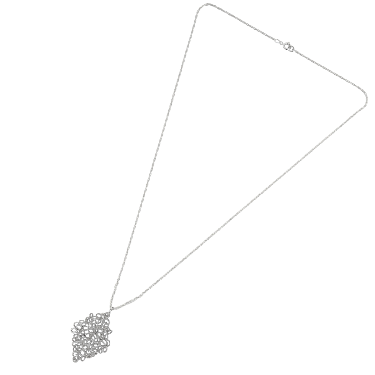 Lace Pendant Silver — fine silver chain laid flat without the pendant in frame.