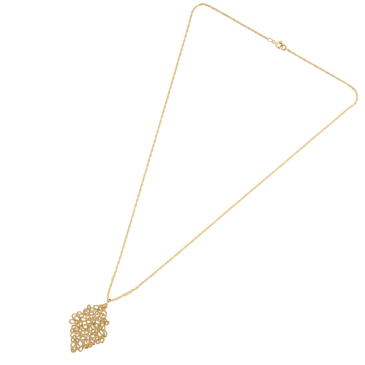 Lace Pendant — fine gold chain laid flat without the pendant in frame.