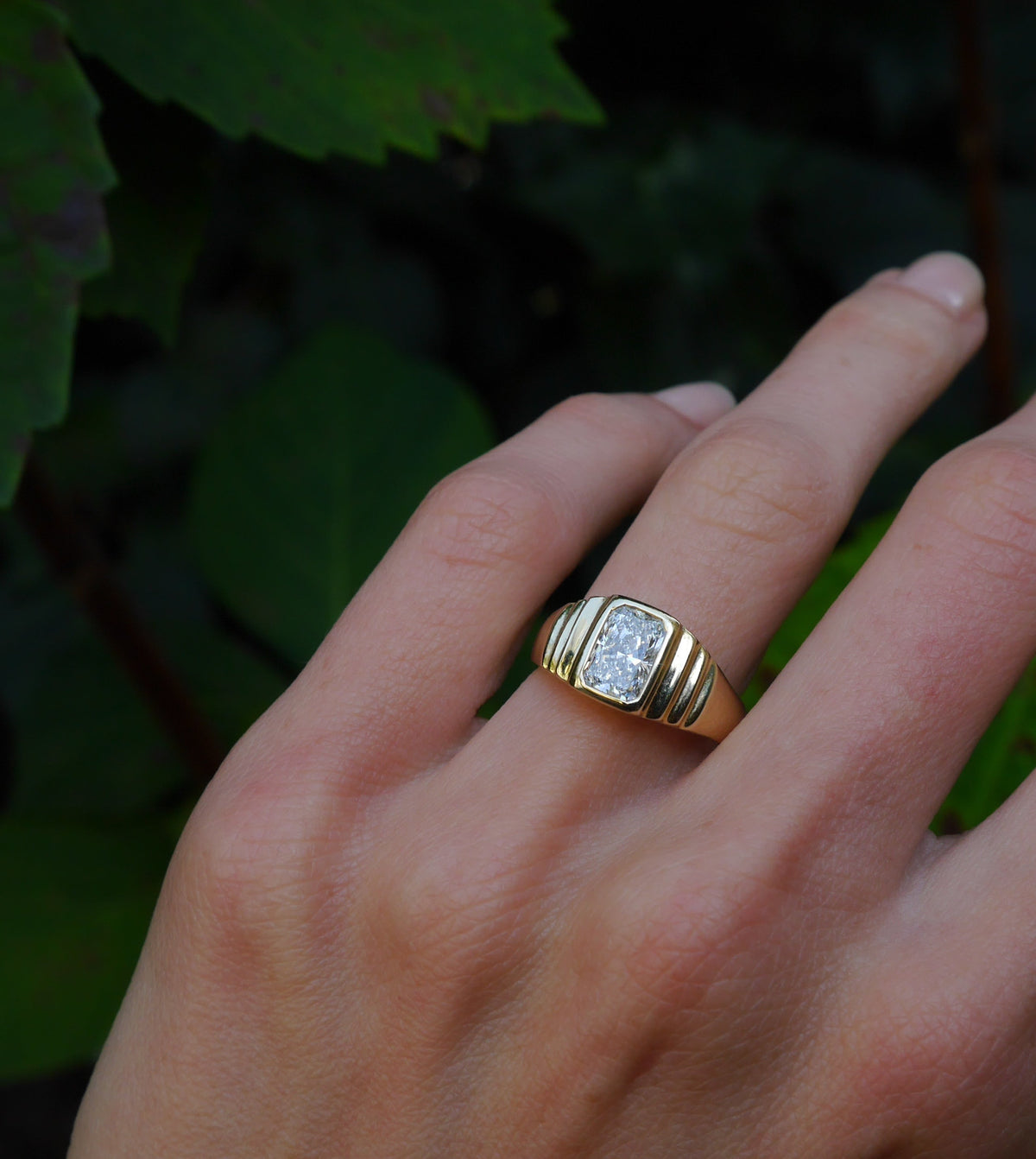 Meeting Place Ring — worn alone on a hand outdoors.