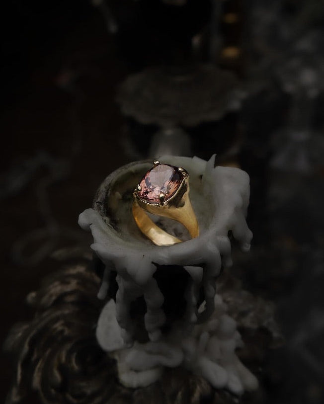 Custom pink tourmaline ring